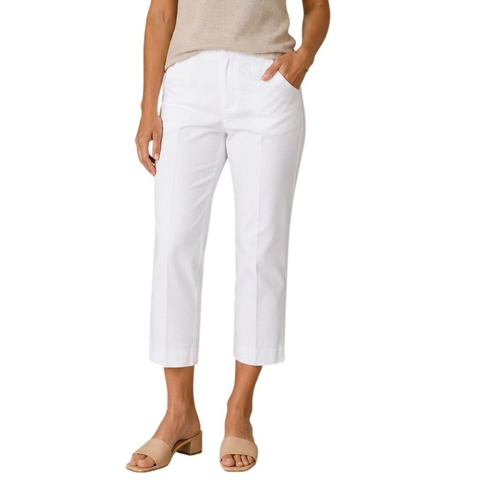 Nic+Zoe Wonderstretch White Straight Leg Crop Pants Women's 16 NWT